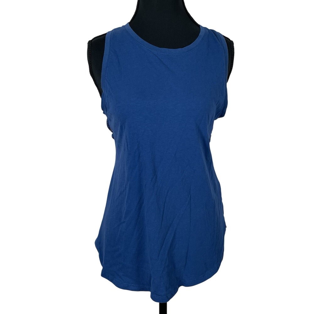 Piazza Italia Blue Mesh Back Cutout Large Power Graphic Activewear Tank Top